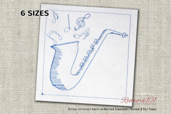 A Musical Lineart Saxophone for Personalized Embroidery