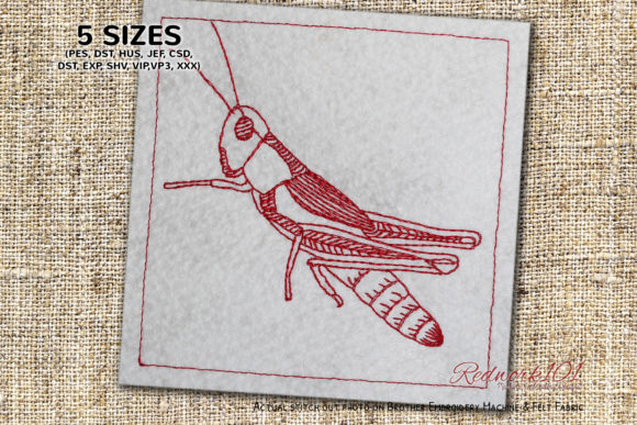 Caelifera Redwork: A Craft Fair Ready Bug Design