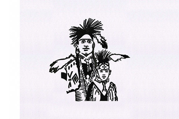 Chief His Son Design: A Warmly Detailed Embroidery for Personalized Gifts
