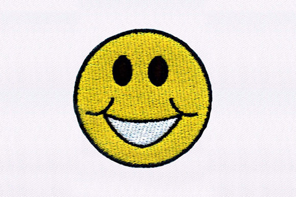Evaluating the Smiling Yellow Emoji Embroidery Design
